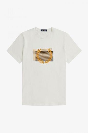 White Fred Perry Glitch Graphic Men's T Shirts | PH 1679QMAZ